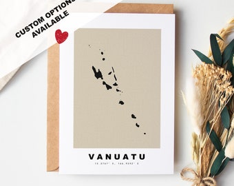 Vanuatu Custom Greeting Card - Kraft Envelope Included - Custom Text - Vanuatu Greeting Card - Anniversary - Surprise Trip - Birthday