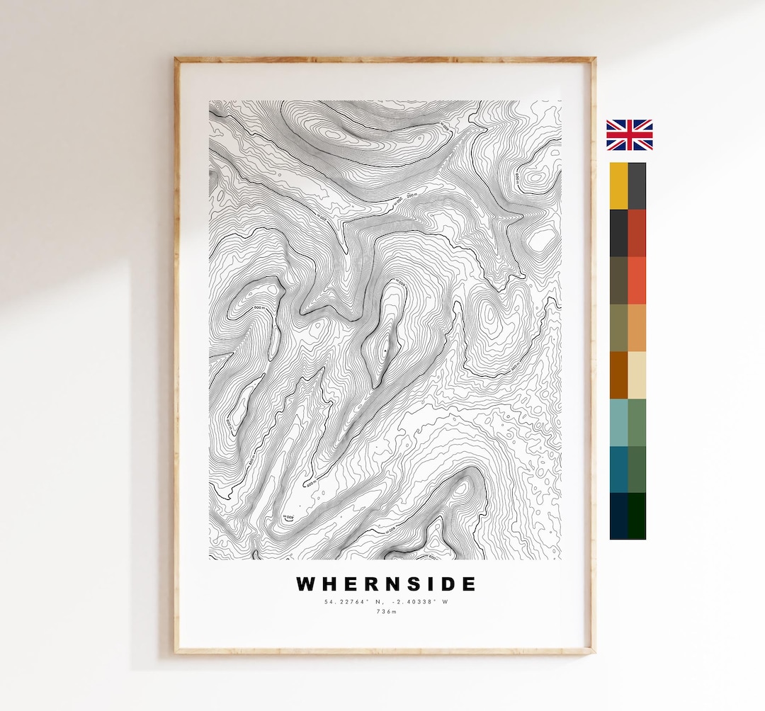 Whernside Print - Contour Map - Whernside Yorkshire Dales Map ...