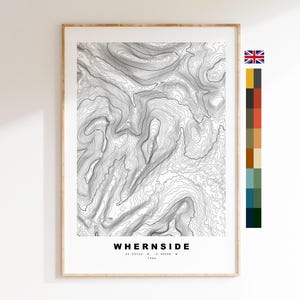 Whernside Print - Contour Map -  Whernside Yorkshire Dales Map - Yorkshire Dales - Topographic Map - Print - Poster - Wall Art - Topography