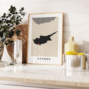 Nordzypern Druck - Benutzerdefinierter Kartendruck - Geschenkoptionen mit personalisiertem Text - Rahmen / Leinwandoptionen - Kartendruck im Vintage-Stil