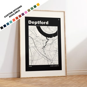 Deptford Map Print - Benutzerdefinierte Optionen / Farben erhältlich - Drucke oder gerahmte Drucke - Deptford London - Benutzerdefinierter Text für Geschenk