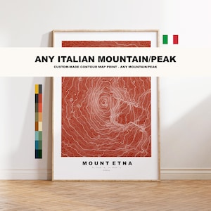 N'importe quelle montagne Italie - italien - Impression d'art - Affiche - Topographie - Impression de Carte - carte de contour