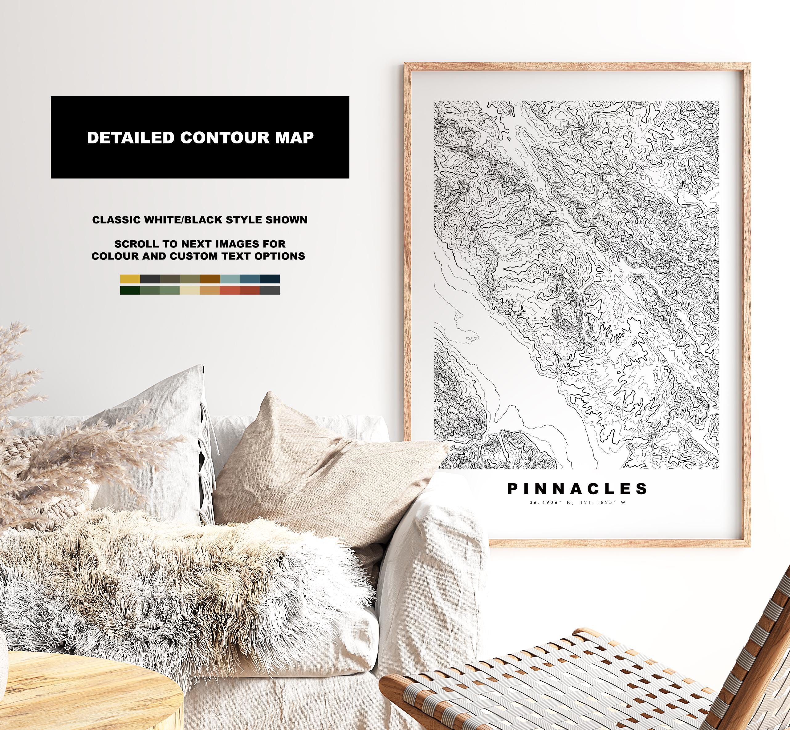 Pinnacles National Park Map Print - Contour Map Print - Topographic Map ...