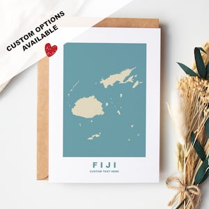 Tarjeta de felicitación de Fiji - Opciones personalizadas disponibles - Sobre reciclado incluido