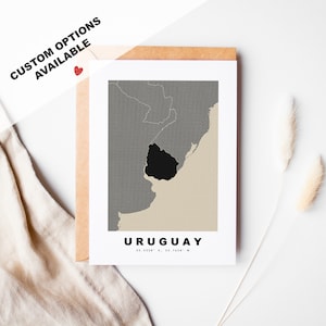 Tarjeta de felicitación personalizada de Uruguay - Sobre Kraft incluido - Texto personalizado - Tarjeta de felicitación de Uruguay - Aniversario - Viaje sorpresa - Cumpleaños