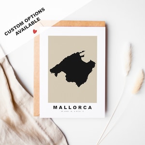 Aangepaste wenskaart Mallorca - kraftenvelop inbegrepen - aangepaste tekst - Mallorca-wenskaart - jubileum - verrassingsreis - verjaardag