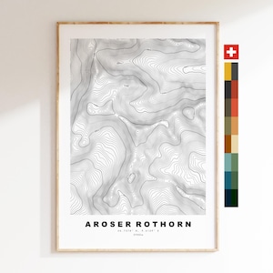 Aroser Rothorn Map Print - Contour Map Print - Topographic Map - Poster - Wall Art - Switzerland Mountain Maps - Aroser Rothorn