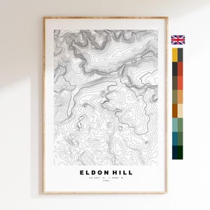 Eldon Hill Print - Contour Map -  Eldon Hill Map - Topographic Map - Print - Poster - Wall Art - Peak District - Gift - Map - Topography