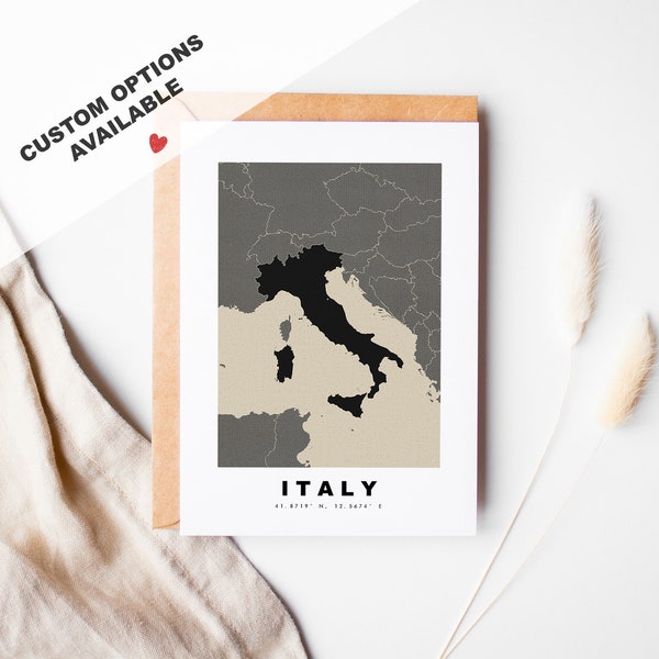 Italy Custom Greeting Card - Kraft Envelope Included - Custom Text - Italy Greeting Card - Anniversary - Surprise Trip - Birthday