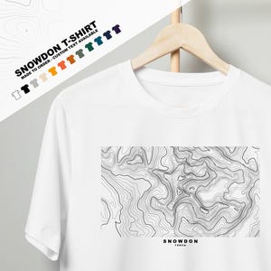 Snowdon T-Shirt - T-Shirt Contour Map - Différentes Couleurs Disponibles - Blanc - Noir - Gris Chiné