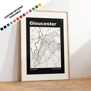 Gloucester Map Print - Custom options/colours available - Prints or Framed Prints - Gloucester City - Custom Text for Gift
