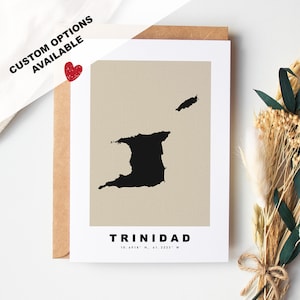Tarjeta de felicitación personalizada de Trinidad - Sobre Kraft incluido - Texto personalizado - Tarjeta de Trinidad y Tobago - Aniversario - Viaje sorpresa - Cumpleaños