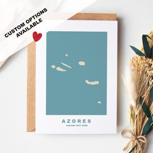 Cartão de felicitações dos Açores - Opções personalizadas disponíveis - Envelope Kraft incluído - Aniversário - Aniversário - Viagem surpresa - Cartão personalizado
