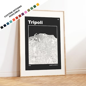 Tripoli Map Print - Custom options/colours available - Prints or Framed Prints - Tripoli, Libya - Custom Text for Gift