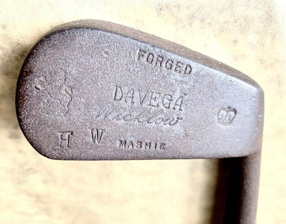 Two Antique Golf Clubs Hickory Wood Shafts. Embossed”mashie
