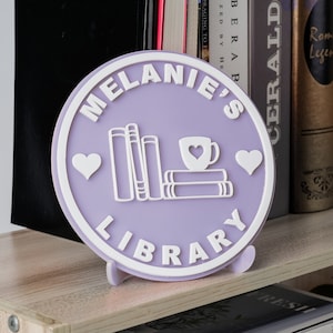 Library Sign,Personalized Acrylic Bookshelf Sign,Library Book Nook with Stand Bookish Home Decor, Reader Book Lover Gifts for Daughter Girl