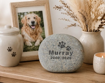 Personalized Pet Memorial Stone, Engraved Dog Cat Remembrance Rock, Pet Loss Gift