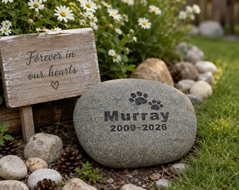 Custom Engraved Pet Memorial Rock, Dog Cat Remembrance Stone, Personalized Pet Loss Sympathy Gift