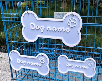Pet Dog Crate Sign,Personalized 3D Dog Cat  Name Sign,Engraved Acrylic Dog Kennel Tag,Custom Pet Name Decor,Gifts for Dog Pets