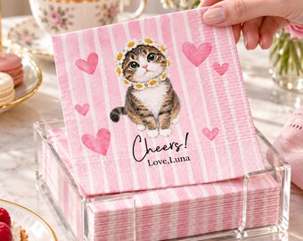 Personalized Pet Portrait Napkins, Custom Dog Cat Birthday Party Napkins, Pet Party Decorations, Custom Cocktail Napkins, Pet Lover Gift