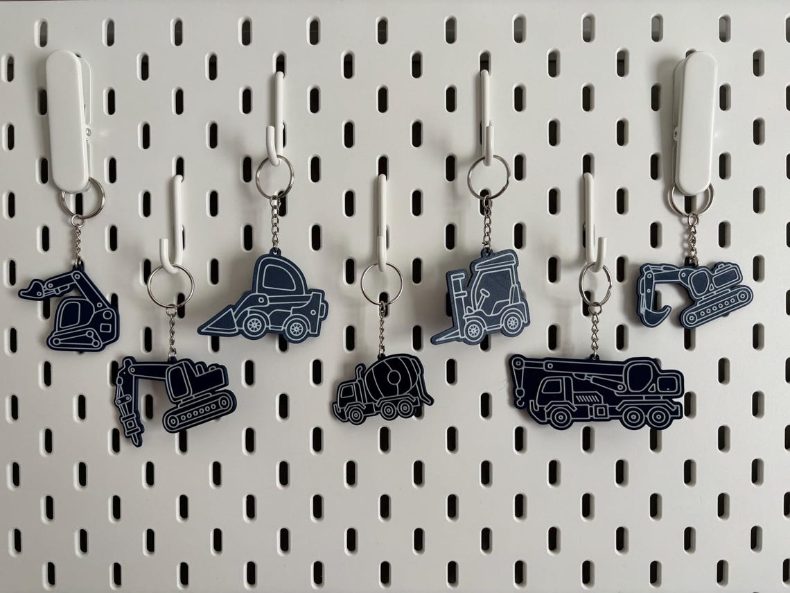 Digger Key Chain Mini Construction Truck Keychain – 3D Printed Toy Vehicle Gift – Cement ...