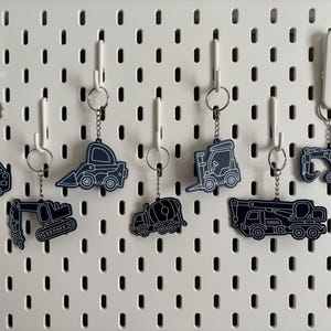Llavero de mini camión de construcción: vehículo de juguete impreso en 3D, regalo: hormigonera, excavadora, montacargas, grúa