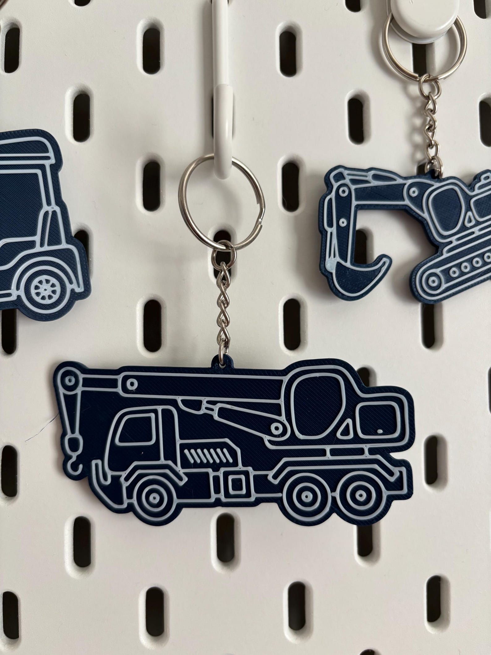 Digger Key Chain Mini Construction Truck Keychain – 3D Printed Toy Vehicle Gift – Cement ...