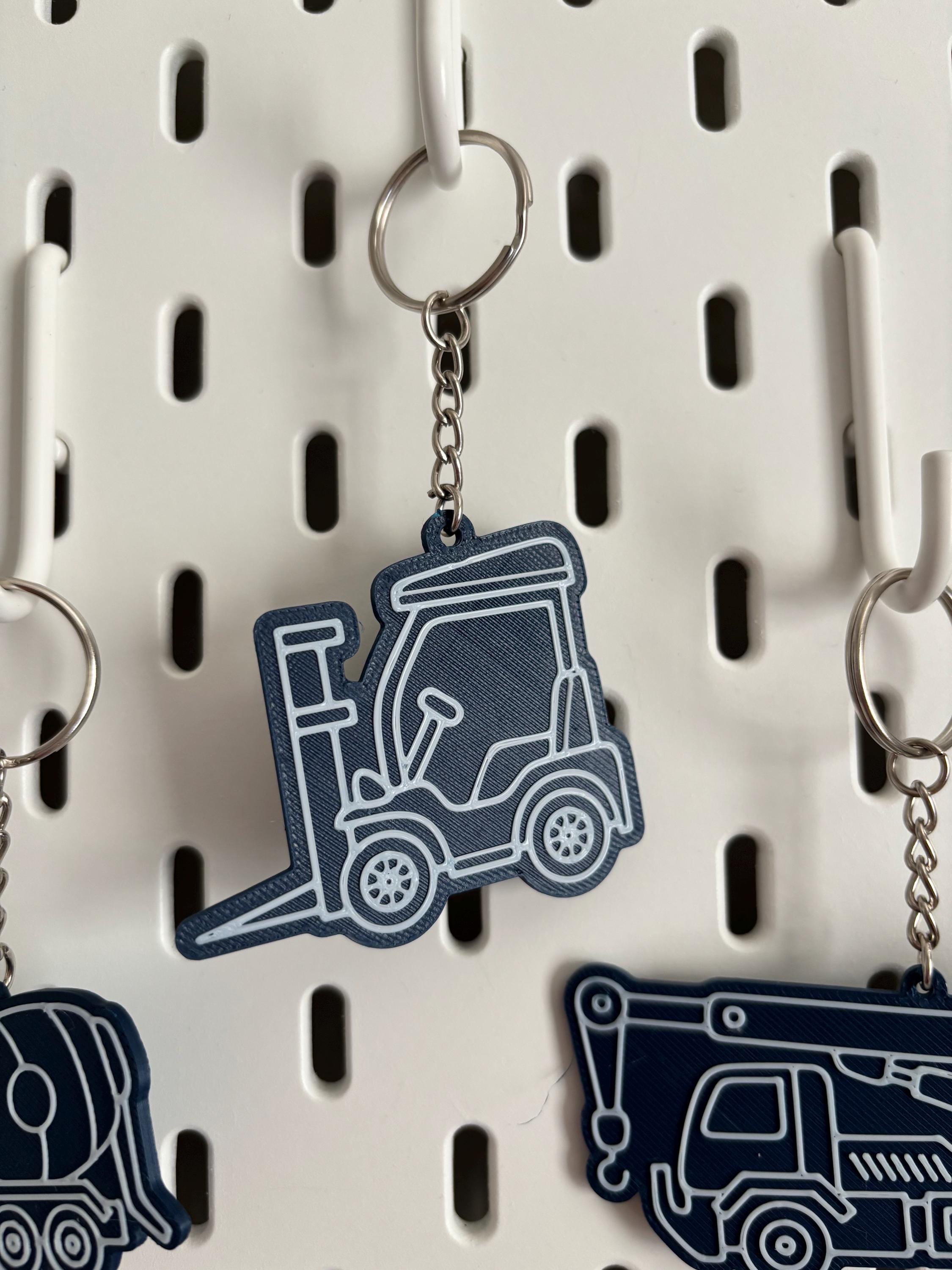 Digger Key Chain Mini Construction Truck Keychain – 3D Printed Toy Vehicle Gift – Cement ...