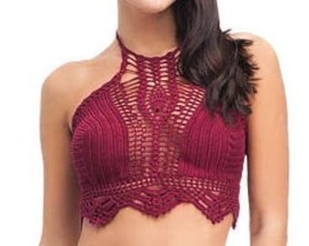 Cozy Crochet Bikini Top, crochet top - beach Summer trends, women's swimwear