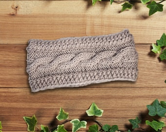 HandMade Knitting Headband, Ear Warmer, Gray Cable headband, Fall Hair Band, Knit Fashion Accessory, Cozy, Customize Your Order