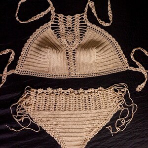 HOT Crochet bikini, BEIGE Swimsuit, Summer trends, LoveKnittings image 1