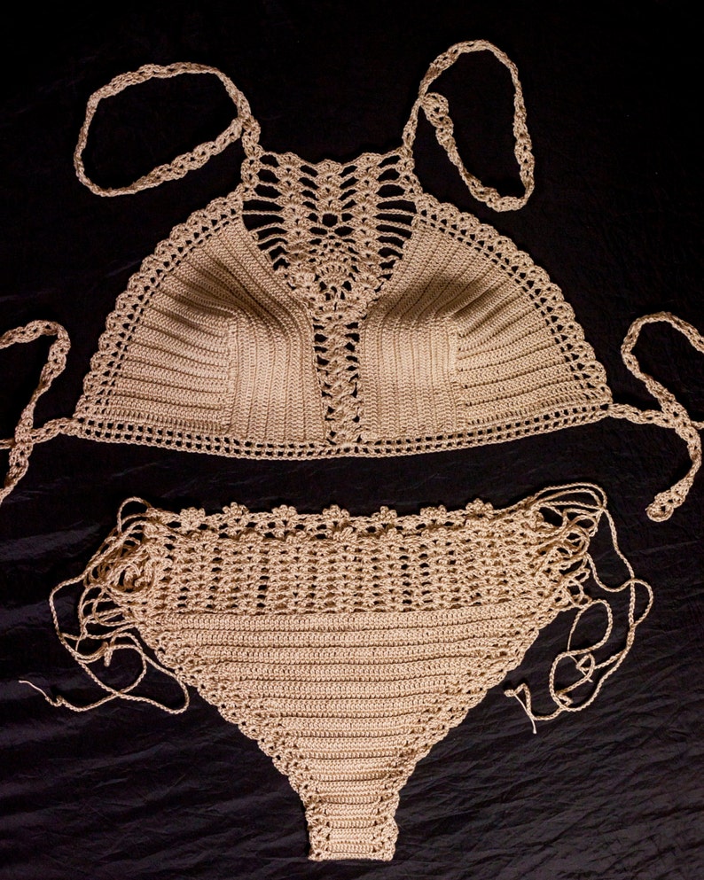 HOT Crochet bikini, BEIGE Swimsuit, Summer trends, LoveKnittings image 1