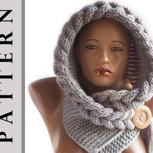 Instant Download Knitting Pattern - PATTERN Hooded Scarf, Scarf Hood, Chunky scarf, Scoodie, Instant Download, DIY