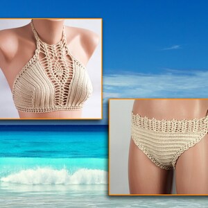 HOT Crochet bikini, BEIGE Swimsuit, Summer trends, LoveKnittings image 2