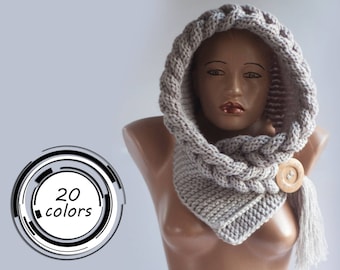 Hooded Scarf, Scarf, Hood, scarf hooded, Chunky scarf, 100% acrylic cowl by LoveKnittings