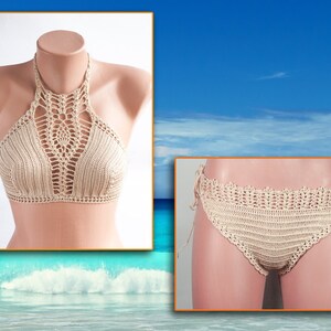 HOT Crochet bikini, BEIGE Swimsuit, Summer trends, LoveKnittings image 3