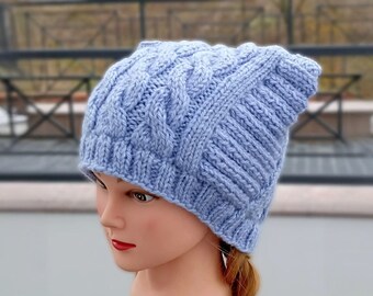 Cat Ear Knitted Hat - Adorable Women's Winter Headwear - Pussycat Pussy Hat - knittet hat