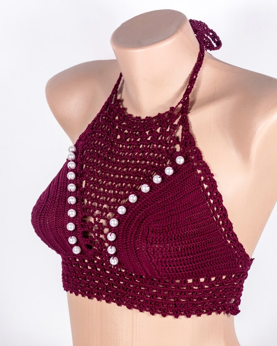 Crochet Bikini Beads top Hand crocheted top Bikini Etsy