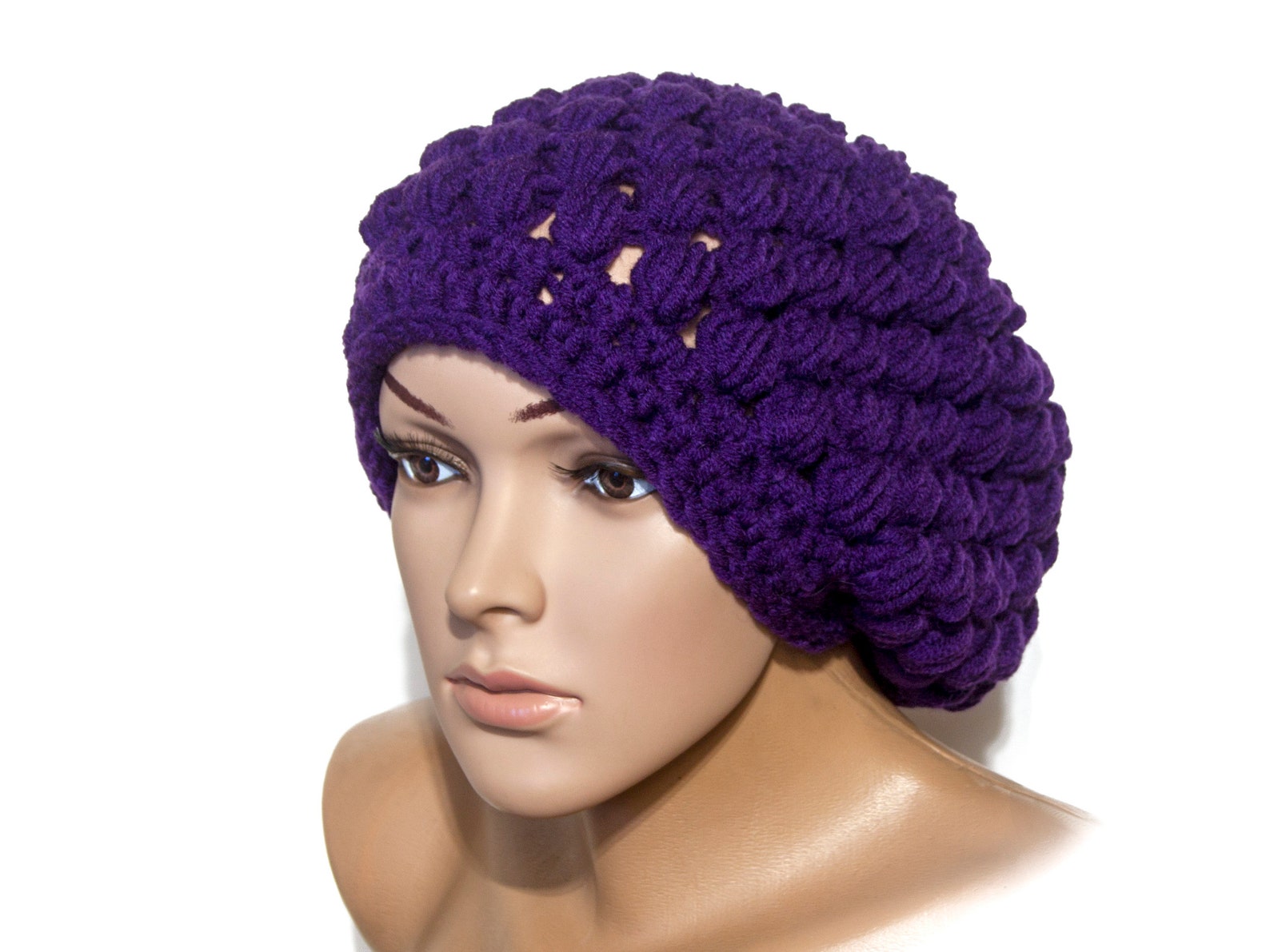 Purple Crochet Hat Choice of color Hat Ear flap Hat | Etsy