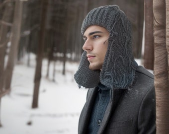 Men's Fringed Earflap Hat, Handmade Hat with Earflaps for Comfort and Warmth for Head and Ears
