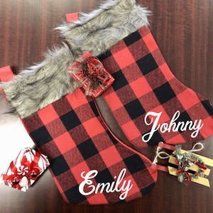 Buffalo Plaid Stocking, Personalized Buffalo Plaid Christmas Stockings, Custom Christmas Stockings , Home Décor, Plaid Christmas