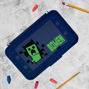Personalized Creeper Pencil Boxes, Custom Pencil Box, Custom Pencil Boxes, Back to School, School Supplies, Plastic Pencil Box