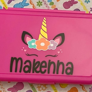 Personalized Unicorn Pencil Boxes, Custom Pencil Box, Custom Pencil Boxes, Back to School, School Supplies, Plastic Pencil Box