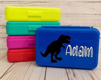 Personalized Pencil Boxes, Dinosaur Custom Pencil Box, Custom Pencil Boxes, Back to School, School Supplies, Plastic Pencil Box