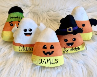 Candy Corn Plush, Personalized Candy Corn Plush. Halloween Candy Corn Plus, Witch Candy Corn, Frankenstein Candy Corn, Ghost Candy Corn