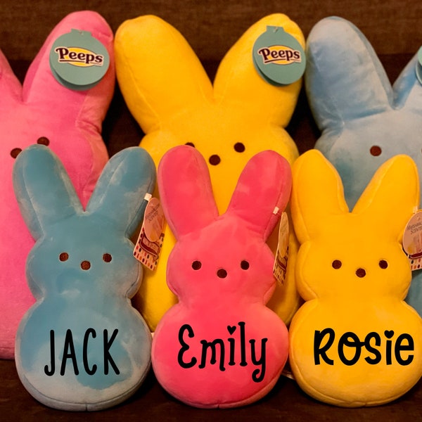 Extra Large 15" Personalized Easter Peeps Bunny Plush, Easter basket, Easter Gift, Plush Bunny, Peeps Bunny, 9 in Tall Bunny