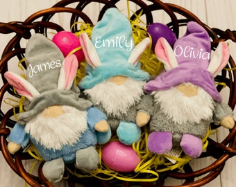Easter Bunny Gnomes, Personalized Bunny Gnomes, Gnomes for Kids, Easter Basket Stuffer, Easter Basket Filler, Plush Gnome