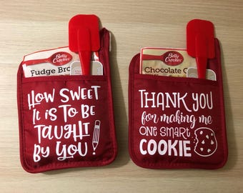 Teacher Appreciation Pot Holder, Oven Mitt, Pot Holder, teacher gift, Christmas gift, back to school gift, end of school gift