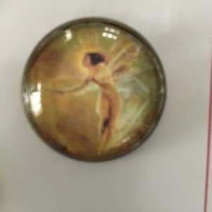 Set of Four Glass Dome Buttons, Yellow Fairy