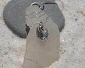 Custom Surf Tumbled Sea Glass Ornament with a Silver Swan Charm - Choose Your Color Sea Glass Frosted, Green, and Brown.
